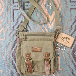 Khaki and Brown‎ Womans Messenger Bag